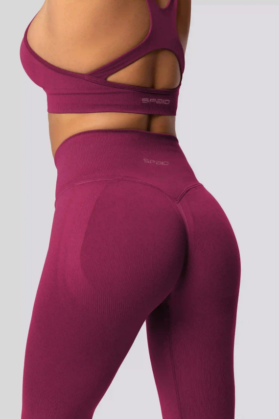 Leggings push-up Spaio PRO vita alta modellanti coprenti red wine