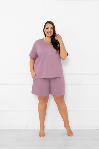 Pigiama da donna Ksara Italian Fashion - cotone, manica corta e pantaloncini - erica