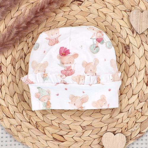 Nini Cappellino Neonato Little Mouse 100% Cotone Biologico – Alta Qualità Made in Poland
