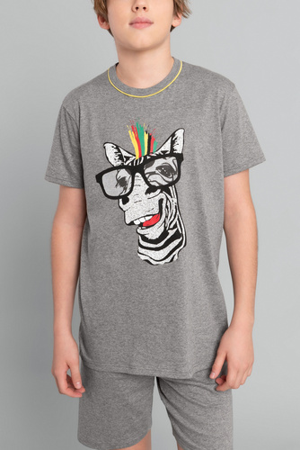 Pigiama Crazy Boys a maniche corte, pantaloni Italian Fashion- melange medio