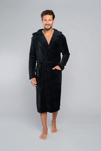 Mimas Accappatoio da uomo con cappuccio Italian Fashion- grafite