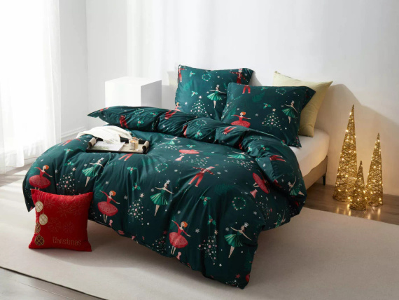 Ballet Christmas green microsatin bedding I25 Spod Igły i Nitki - morbido, liscio e resistente