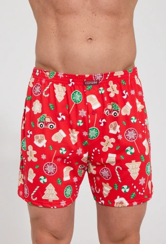 Boxer da uomo Cornette Candy 3 Christmas 016/28 in cotone, modello largo, tema natalizio