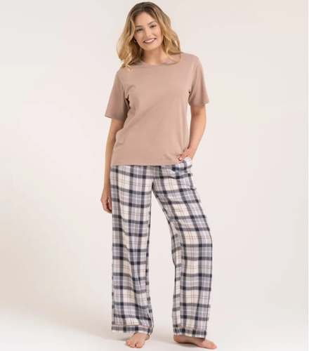 Pigiama donna Moraj PDD4300-023 verde in cotone con pantaloni lunghi e stampa