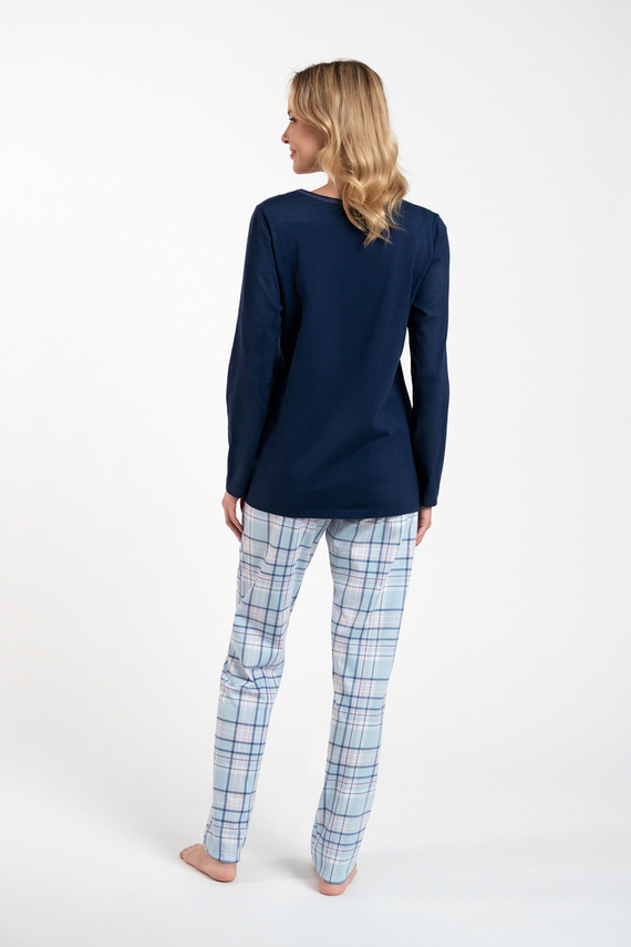 Glamour Pigiama donna manica lunga e pantaloni lunghi Italian Fashion - blu navy/stampa