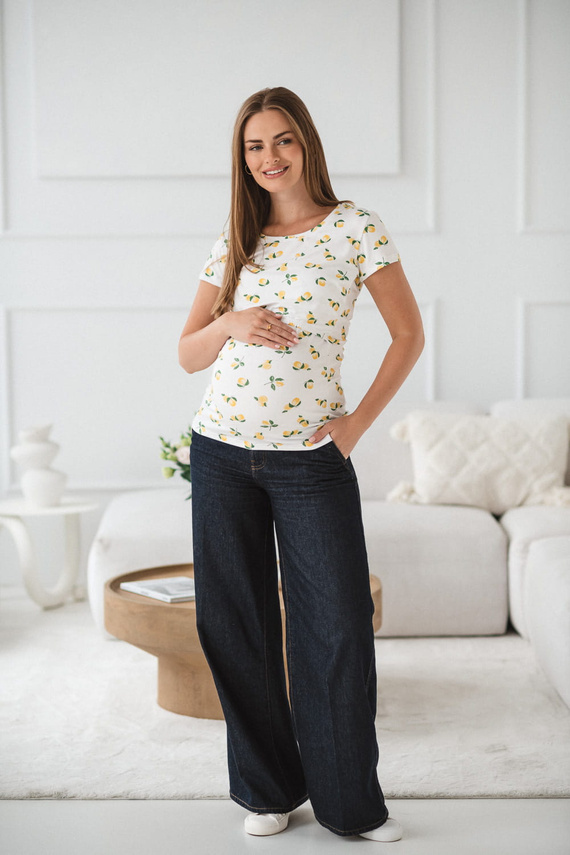 Milk Shirt Milk&Love, camicetta per l'allattamento e la maternità a manica corta, color limone - comoda e alla moda