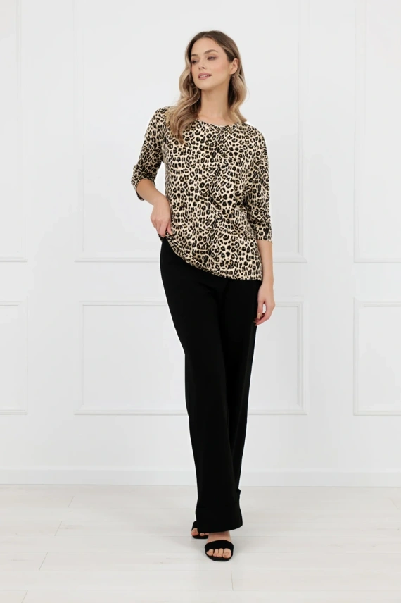 Blusa donna Kenia Italian Fashion stampa leopardata manica 3/4
