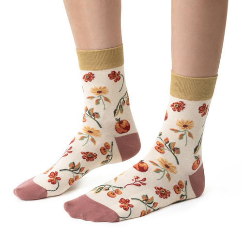 Calze da donna Steven Planet Earth art.017 ecru 043 - cotone, fantasie, comfort