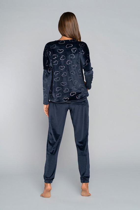 Set donna Elixir lungo. manica, lunghezza. pantaloni moda italiana blu navy