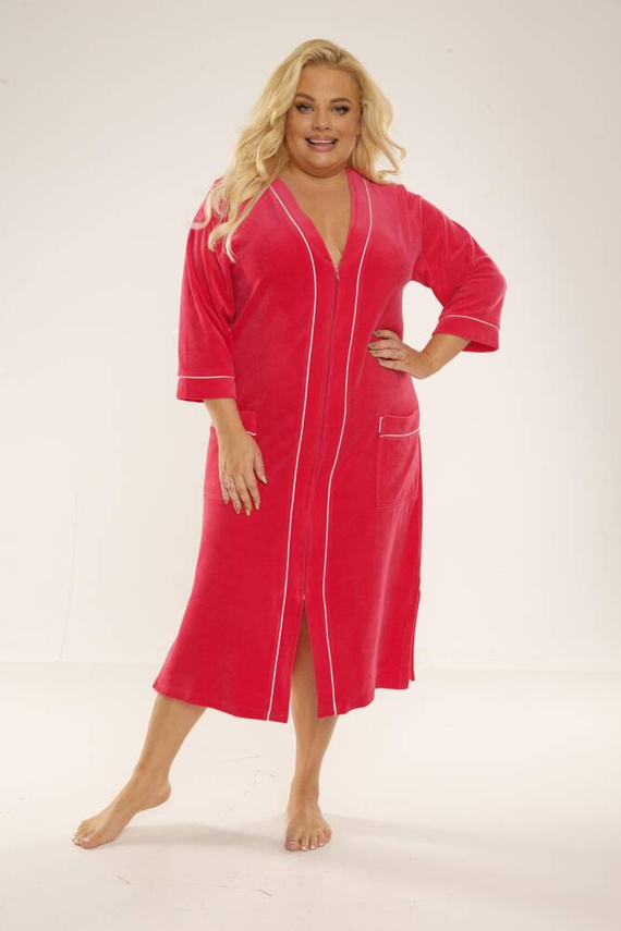 974 / 352 Vestaglia da donna in Velour Forex - lampone