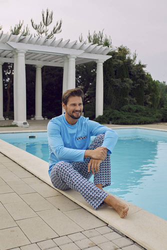 Jaromir Uomo manica lunga, pantaloni lunghi Moda italiana - blu/stampa