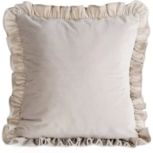 Copricuscino Brenda 45x45 verde salvia velluto volant beige