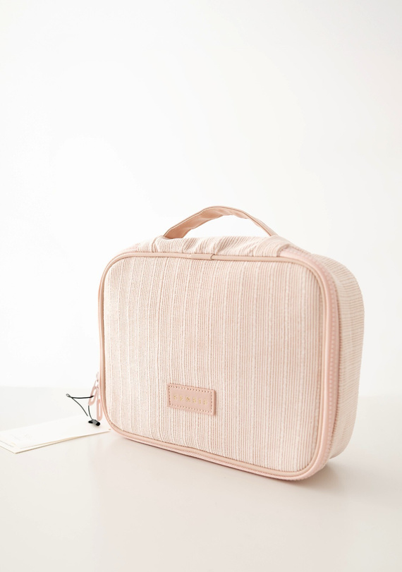Trousse Large Sensis – Elegante, Con Scomparto per Pennelli, Con Cerniera, Materiale a Righe