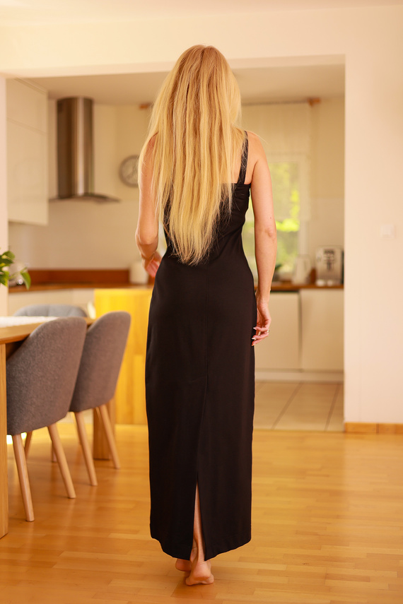 Irving - set donna: maxi abito + blusa, 95% cotone 5% elastan | marca polacca Mirale - nero