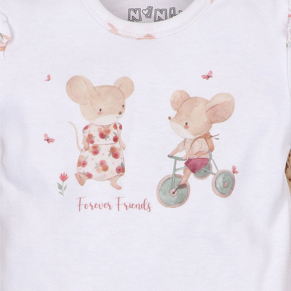 Body neonato Nini Little Mouse cotone biologico bottoni spalla manica corta
