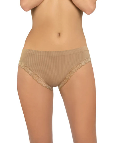 Slip donna Sesto Senso 6108 pizzo senza cuciture elastico comfort beige