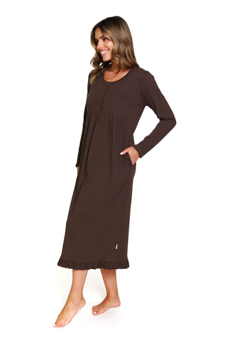 7318 Doctor Nap - Camicia da notte per gravidanza e allattamento in cotone | Produzione polacca - brownie