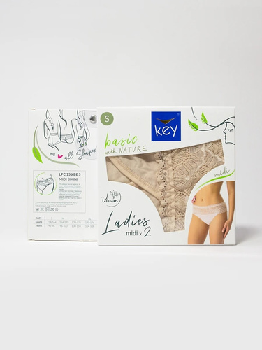 Slip donna Key LPC 156 bambù vita alta pizzo set 2 pezzi comodi