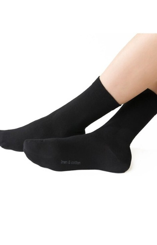 Arte.194 Steven calzini neri - cotone e lino, unisex senza cuciture