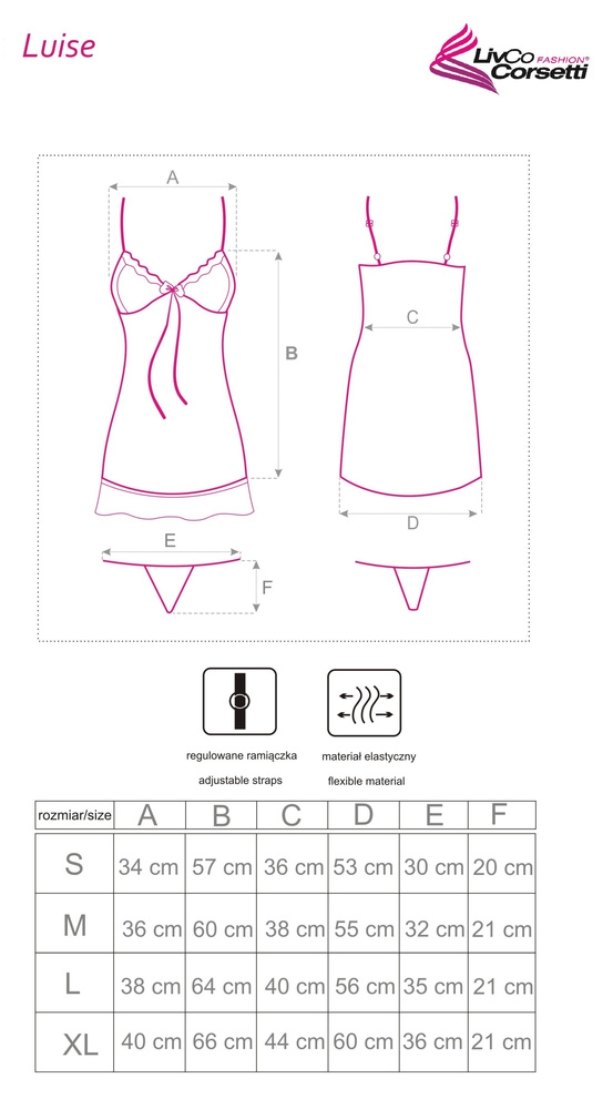 Chemise da donna Luise Black - sensuale, rosa | LivCo Corsetti Fashion
