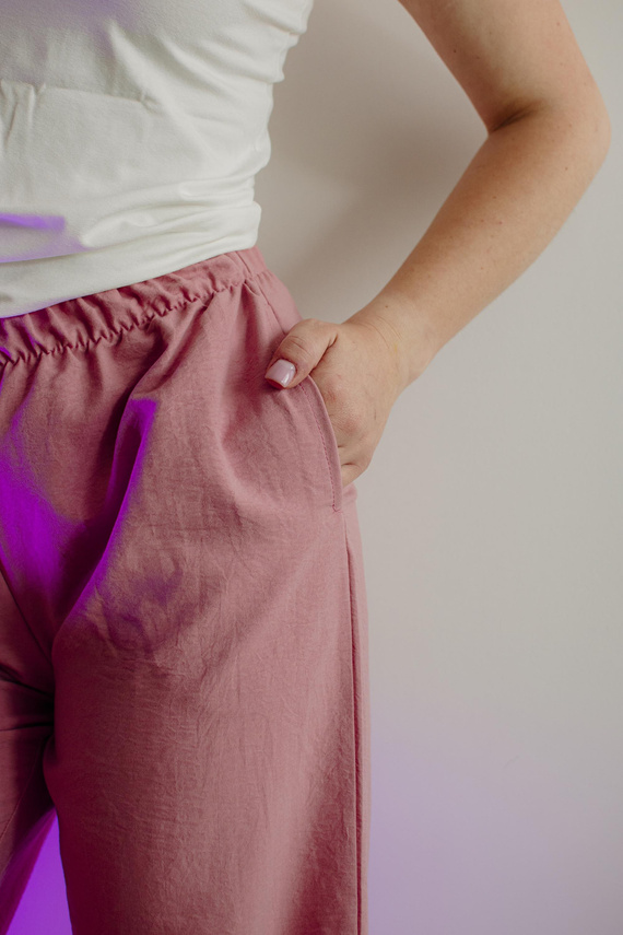 Pantaloni pigiama da donna Maeve 875 De Lafense - lunghi, tinta unita, con tasche - rosa