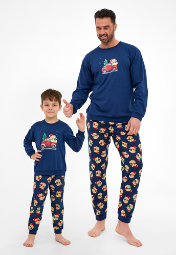 593/172 966/172 Pigiama bambino Teddy Cornette - Natale, blu navy, cotone