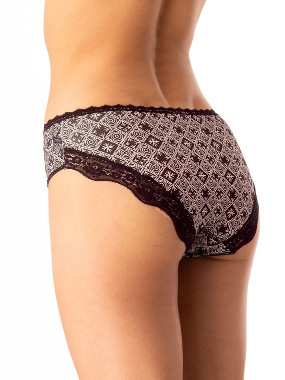 Mutandine da donna in cotone Key LPC 731 nero beige - set di 2 pezzi in scatola, taglio confortevole