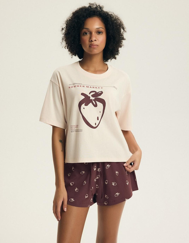 Pigiama donna Henderson Evika 44474 – cotone, fragole, shorts