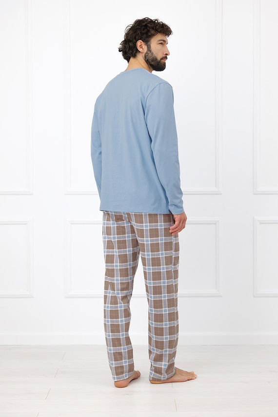 Italian Fashion Wilhelm Pigiama Uomo 100% Cotone Bottoni Quadri - cappuccino