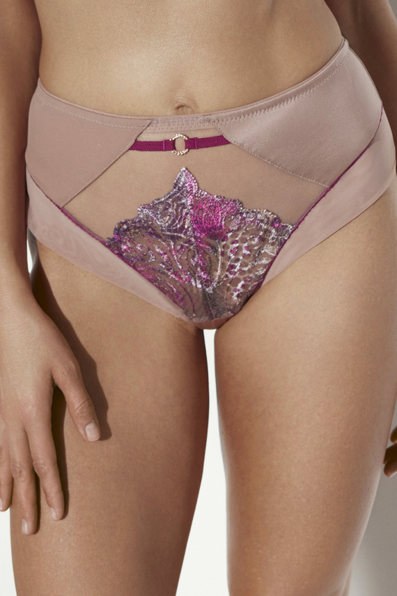 Slip da donna Ava 2271 Nude/Wine – classici, ricamati, copertura più ampia