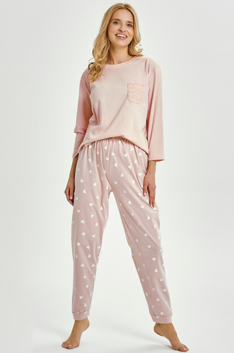 Nori 3442 Taro pigiama donna rosa cotone manica 7/8 confortevole