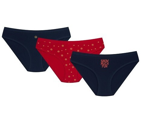 36508-K086 Slip bikini Henderson donna blu navy e rosso - cotone confezione da 3 pezzi