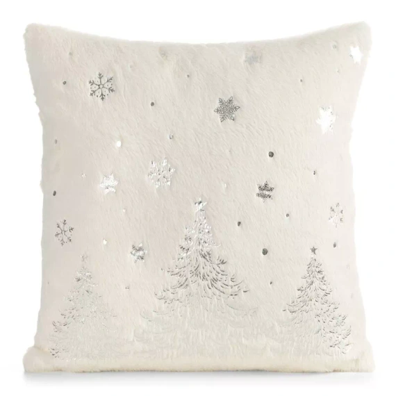 CHP308 Federa natalizia Eurofirany 45x45 con paillettes 3D stelle beige