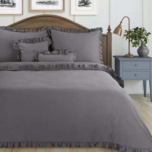 Biancheria da letto in cotone con balza Eurofirany 100% cotone con cerniera colore acciaio
