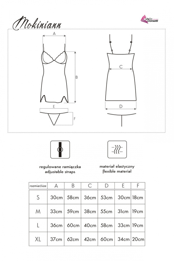 Mokiniann LC 93007 Camicia donna + perizoma LivCo Corsetti Moda