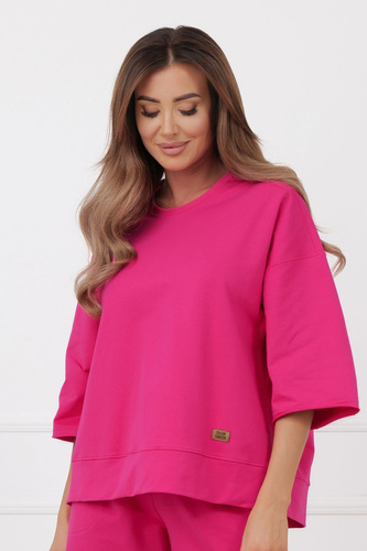 Felpa Kaori Italian Fashion 3/4 manica cotone elastan - fucsia