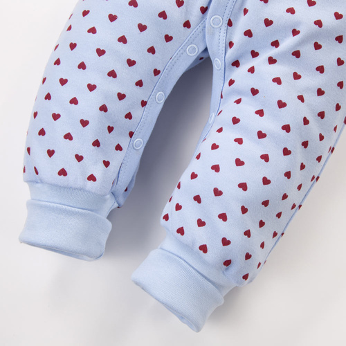 Tutina neonato Love Eevi senza piedini azzurra con cuori 100% cotone