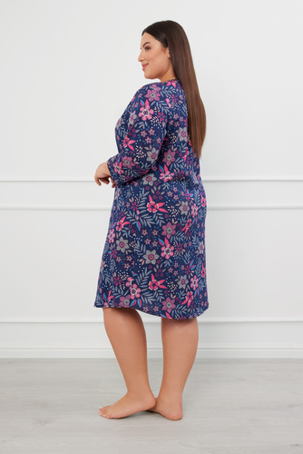 Camicia da notte folk sbottonata, manica 3/4 Moda italiana - stampa