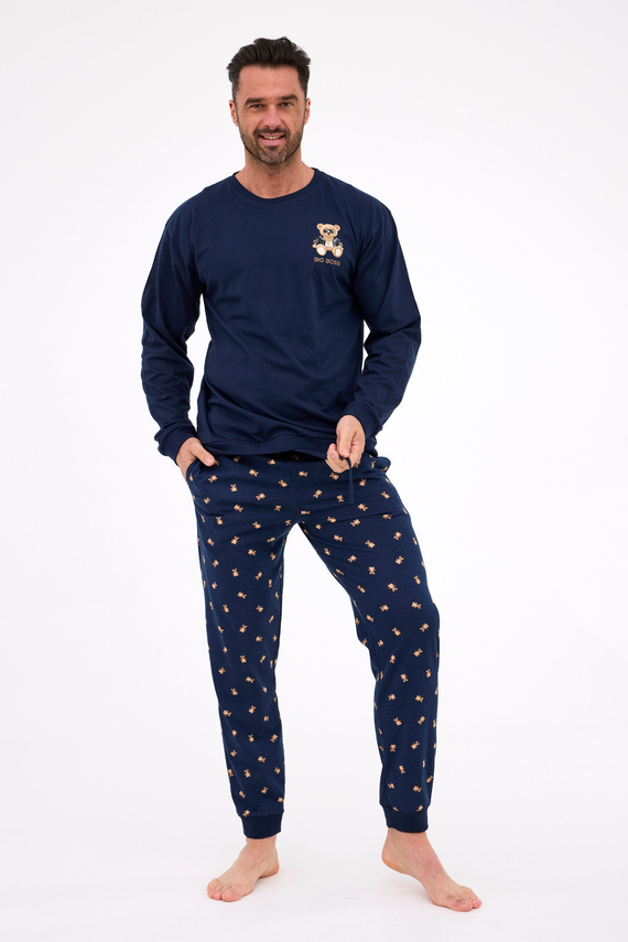 939/300 Big Boss Cornette - pigiama da uomo blu navy, cotone, stampato
