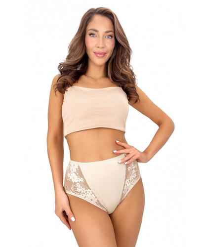 DONNA 272 Slip Donna Alta in Cotone con Pizzo Comfort Beige