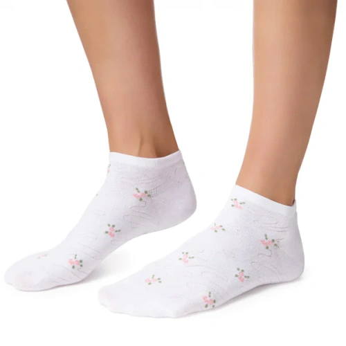 Stopki damskie Steven 114 Summer bawełniane cienkie do sneakers białe 169