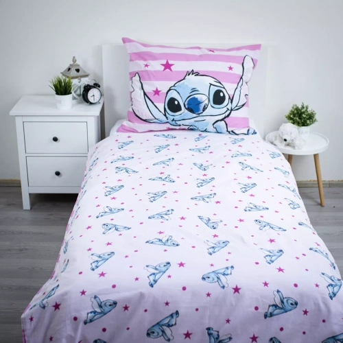 Biancheria da letto Lilo i Stitch JF24 140x200 rosa stelle 100% cotone