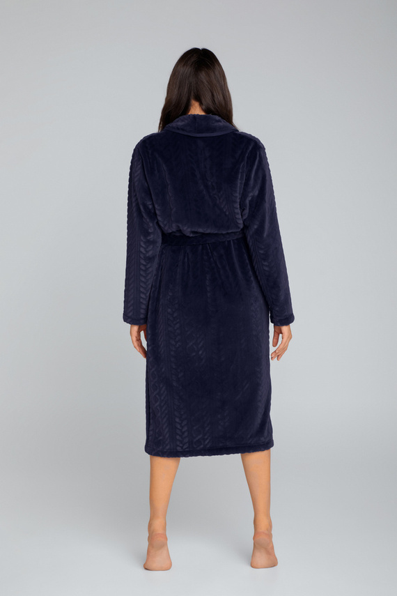 Bona Vestaglia da donna in pile Italian Fashion - blu navy