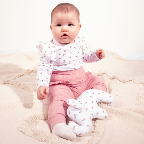 Body per bambina Nicol 220097 – 100% cotone, manica lunga, motivo floreale