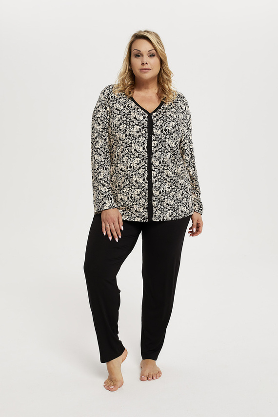 Abisynia Pigiama donna manica lunga, pantaloni lunghi Moda italiana - stampa/nero