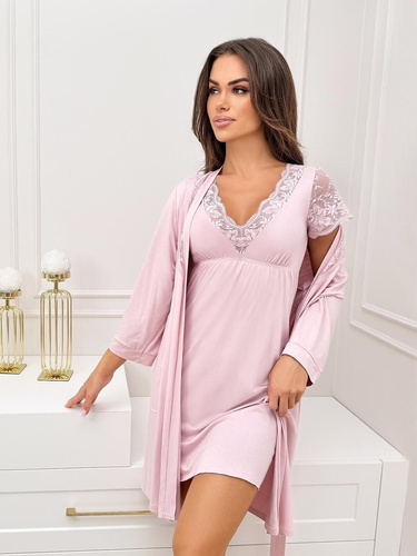Camicia da notte donna Sonia Donna in viscosa con pizzo | scollo V | manica corta