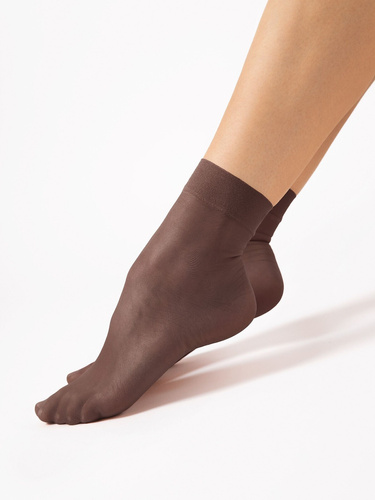 Calzini donna Fiore C 1100 Maja 15 den lisci lycra 2 paia-	mocca