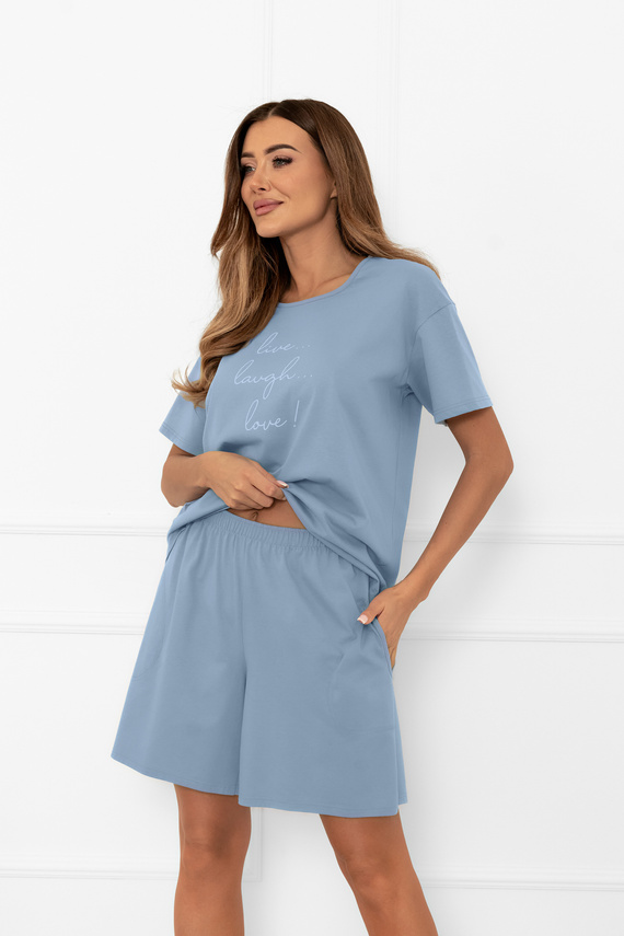 Pigiama da donna Ksara Italian Fashion - cotone, manica corta e pantaloncini - acciaio