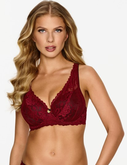 2629 Reggiseno Lupoline - push-up in pizzo bordeaux con ferretto