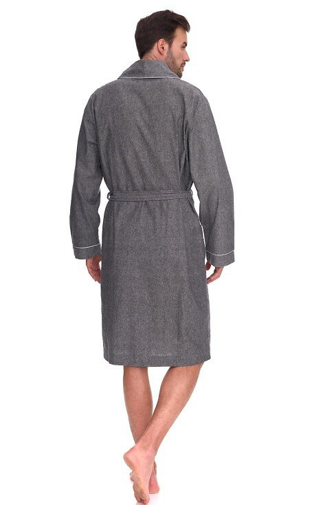 2532 Zeus Accappatoio da uomo L&L grigio - lungo, cotone, melange, classico